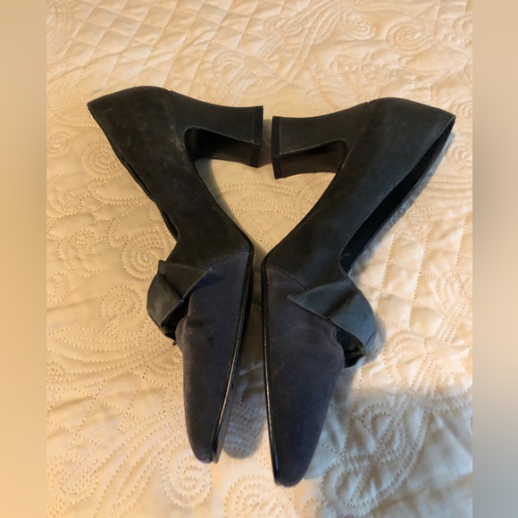 Vintage shoes Karen Scott Edwardian Inspired bow front gray heels - Picture 6 of 14